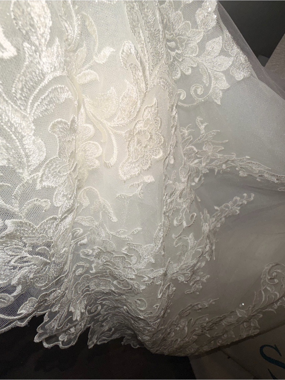 Elegant Floral Lace Bridal Veil - Ivory